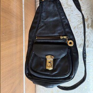 Pre-Loved Leather Crossbody Bum Bag with Gold Hardware